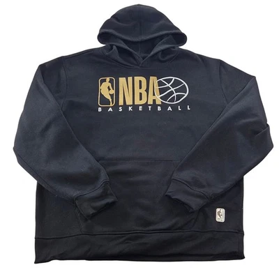 NBA Basketball Hoodie Sweatshirt Mens X Large XL Black Gold Logo Pullover - Image 1 of 4