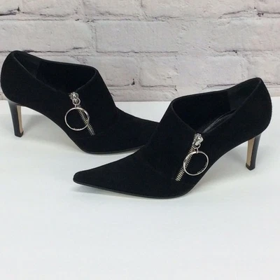 Botines Sergio Rossi para mujer 35,5 EE. UU. 5,5 gamuza negra punta academia Foto 1 de 4