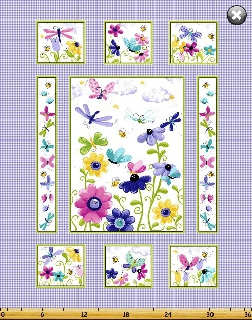 Tela de edredón con panel lila FLUTTER the Butterfly de Susybee ~ 36" x 43" #20265-620 Foto 1 de 1