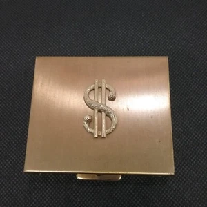 Vintage metal goldtone money holder compact, - Picture 1 of 5