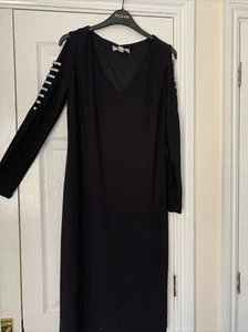 New Ronni Nicole Ladies Black Lined Occasion Rhinestone Sleeve Dress , Size 10. - Picture 1 of 3