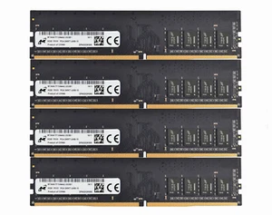 Micron 4x8GB 1RX8 PC4-2400T DDR4 2400Mhz/288Pin UDIMM Desktop Memory RAM - Picture 1 of 4