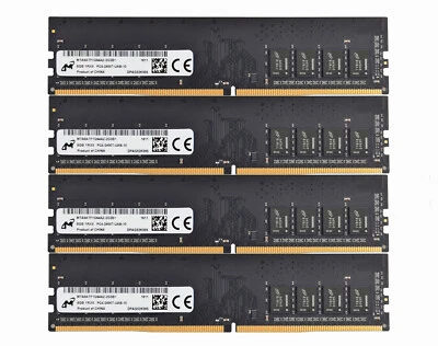 Micron 4x8GB 1RX8 PC4-2400T DDR4 2400Mhz/288Pin UDIMM Desktop Memory RAM - Image 1 of 4