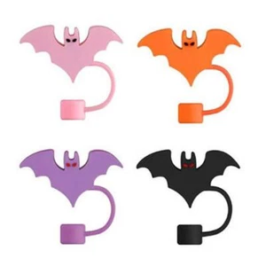1-4PC Halloween Bat Straw Cap Silicone Straw Covers Reusable For 10mm Cali D3P7 - Picture 1 of 12