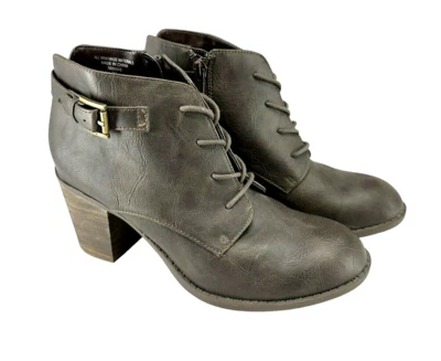 Diba Womens Boot Ankle 7 Brown Hipster Buckle Heel Lace Up Work Office Career - Image 1 of 4