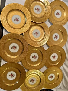 VINTAGE 1925 KÖNIGLICH BAYERISCH HUTSCHENREUTHNER SELB STOUFFER GOLD 10,75 LADETELLER - Bild 1 von 23