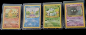 Pokémon TCG 1999 Base Set of 4- Bulbasaur, Charmander, Squirtle & Gastly MP/LP - Picture 1 of 10