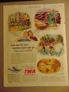 1949 fly TWA Skyliners for Vacation Plans vintage print ad - Picture 1 of 1
