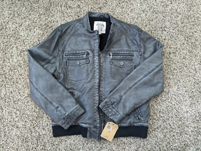 Route 66 Leather Jacket NOS Size XL Fleece Lined Gray Black - Image 1 of 4