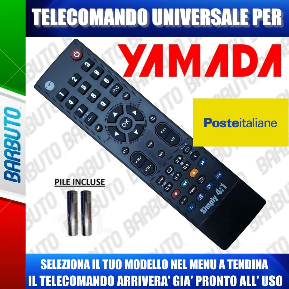 TELECOMANDO UNIVERSALE YAMADA: CLICCA SUL TUO MODELLO LO RICEVERAI GIA PRONTO - Immagine 1 di 1