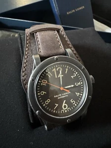 Ralph Lauren Safari Collection 42mm Aged Steel Watch Leather Strap READ DETAILS - Picture 1 of 12