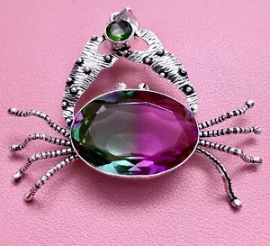 Sexy zweifarbiger Turmalin Peridot Handarbeit Krabbe Anhänger Schmuck 2,6" - Bild 1 von 2