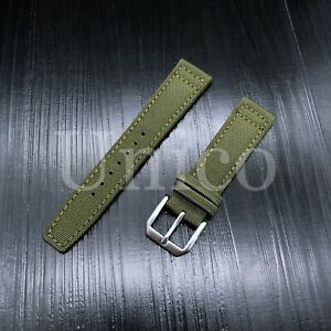 21MM CANVAS LEATHER WATCH BAND STRAP FITS FOR IWC PILOT TOP GUN PORTUGUESE GREEN