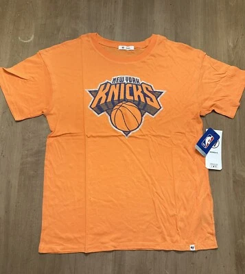 Camiseta '47 Brand New York NY Knicks Pequeña Mujer Naranja NBA Baloncesto Camiseta Nueva Foto 1 de 4