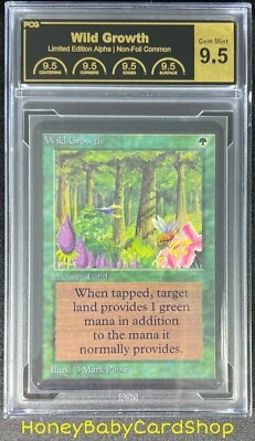 MTG Limited Edition Alpha 1993 Wild Growth PCG 9.5Q (TRUE QUAD) GEM MINT BGS - Image 1 of 4