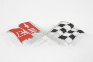 JUEGO EMBLEMA-GUARDABARROS DELANTERO-BANDERA CRUZADA-IMPORTACIÓN-PAR-58-60 (#E12502)! - Imagen 1 de 1