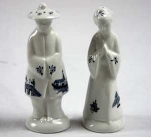 Regina Stoke-On-Trent Salt & Pepper Set Asian Couple Blue White - Picture 1 of 10