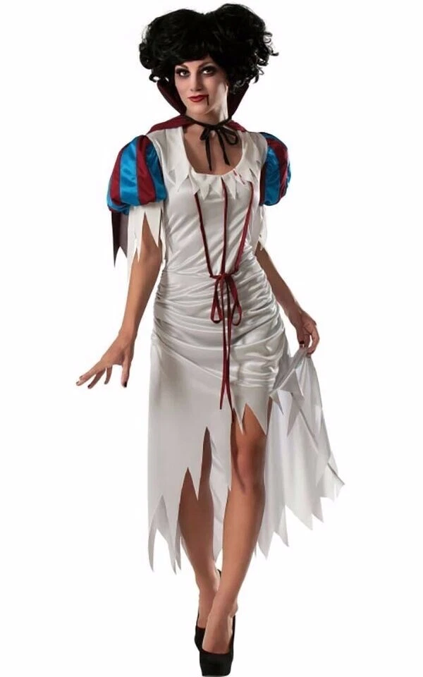 SNOW FRIGHT WHITE EVIL ADULT WOMENS SNOW WHITE ZOMBIE HALLOWEEN COSTUME LARGE - Image 1 of 1