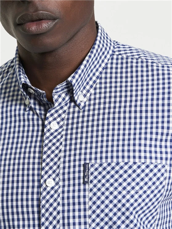 Ben Sherman – Camisa Signature Gingham 1012492 DARKBLUE Nueva SS25 - Imagen 1 de 3
