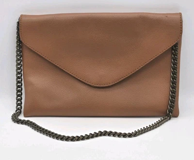 J. Crew Invitation 手包 钱包 焦糖棕色 100% 皮革链条肩带 — 第 1/4 张图片