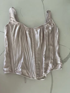 Victoria’s Secret VS Classic Corset Top Bra Lace Up Rear Gray Silk Extra Lg NWT - Picture 1 of 3