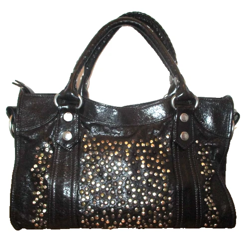 FRYE a Rare find DEBORAH Bolso de Mano Cartera con Tachuelas de Cuero Negro Foto 1 de 4