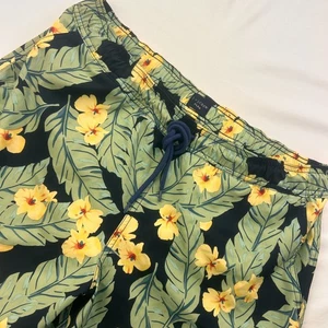 J. Crew Flex Men Green Yellow Flowers Swim Trunks L - Picture 1 of 7