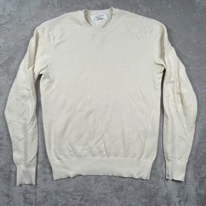 Rag & Bone Sweater Mens XS Cream Cotton Hemp Textured Knit Crewneck Pullover - Picture 1 of 8