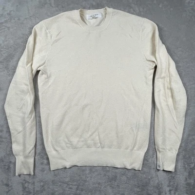 Rag & Bone Sweater Mens XS Cream Cotton Hemp Textured Knit Crewneck Pullover - Image 1 of 4