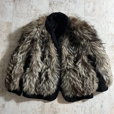 Jaqueta curta de pele de luxo SAGA FOX preta - Imagem 1 de 4