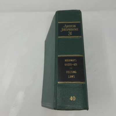 American Jurisprudence 2d Vol 40 HIGHWAYS, STREETS HOUSING LAWS 1968 W Supplemen - Image 1 of 4