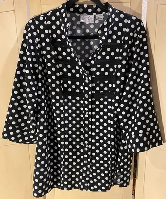 Blusa KATHY CHE Talla 14/16W Lunares Negros Foto 1 de 4