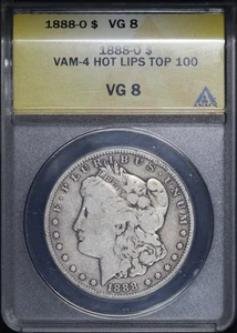 1880-O Top 100 VAM-4 Hot Lips Morgan Dollar ANACS VG-08 - Picture 1 of 2