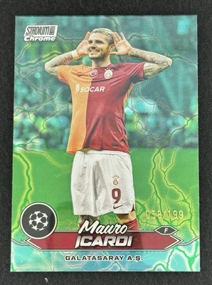 2023-24 Stadium Club Chrome UEFA MAURO ICARDI Aqua Green Electric Charge /199 - Image 1 of 2