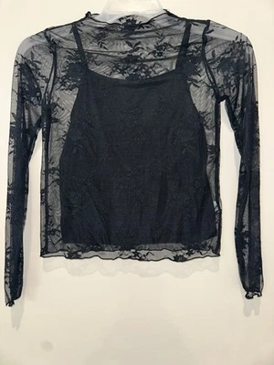 Art Class Lace 2in1 Top Girls Lace Overlay Long Sleeve Shirt Tank Top 14 XL - Image 1 of 4