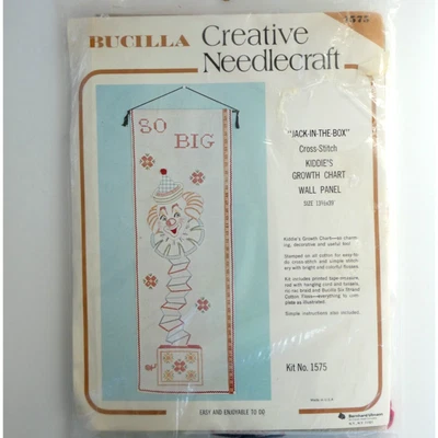 Bucilla Jack In the Box Tabla de Crecimiento Panel de Pared Punto de Cruz Kit 1575 De Colección Foto 1 de 3