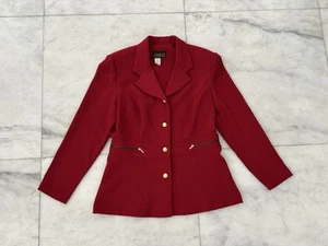 VTG Virgo II Blazer Red Gold Buttons Knit Acetate Lined 12 Mob Wife Corpcore USA - Picture 1 of 11