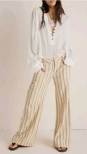 Free People Here For It Relax Flare Trousers Sand Size 28" Waist rrp £118.00 - Picture 1 of 10