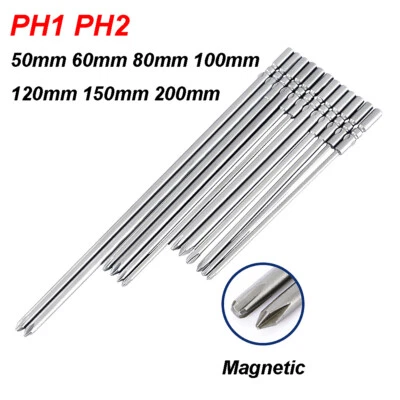 Magnetic Power Drill Screwdriver Bit Set 50mm-200mm Long Reach  1/4'' Hex Shank - Image 1 of 4