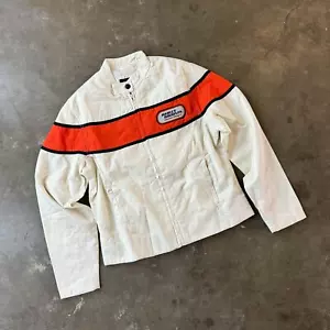Womens HARLEY DAVIDSON Lightweight DWR Cafe Racer Moto Jacket Cream L - Picture 1 of 13