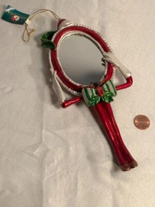 KSA Kurt Adler LOOKING GLASS Leg HAND MIRROR Christmas Xmas Ornament Wonderland - Picture 1 of 4