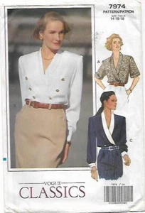 C201 VOGUE 7974: BLOUSE SIZE 14-18 SEWING PATTERN - Picture 1 of 3