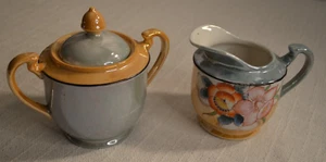 Vintage Hand Painted Japanese Hotta Yu Shoten Lusterware Cream & Sugar Set - Picture 1 of 24