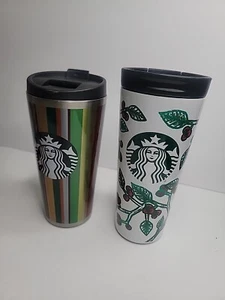 Lot Of 2 Starbucks Holiday/christmas Coffee Tumblers - Picture 1 of 7