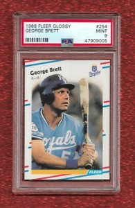 1988 FLEER GLOSSY #254 GEORGE BRETT PSA 9 MINT POP 25 HOF ROYALS 3000 HITS