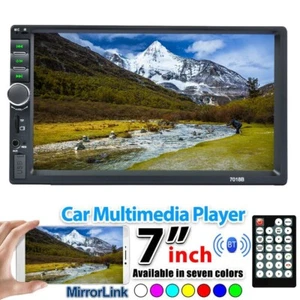 Double 2DIN 7" Car Stereo Radio MP5 Player Bluetooth Touch Screen HD Backup Cam - Picture 1 of 12