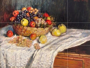 Panel de cerámica de mosaico de Vincent van Gogh azulejos de salpicadero de frutas manzanas y uvas - Imagen 1 de 6
