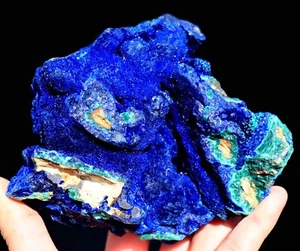 Museum 5,75" samtiger Azurit mit Malachithöhle/Cluster, Chizhou, China! AZ149 - Bild 1 von 10