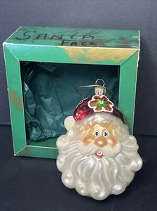 Summit Wide Eyed Santa Claus Face Christmas Ornament Glass Germany with Box - Picture 1 of 11