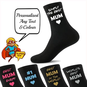 Worlds Best Mum Socks Personalised - Simply the Best, No 1 Mummy, Nan, Sister - Picture 1 of 3